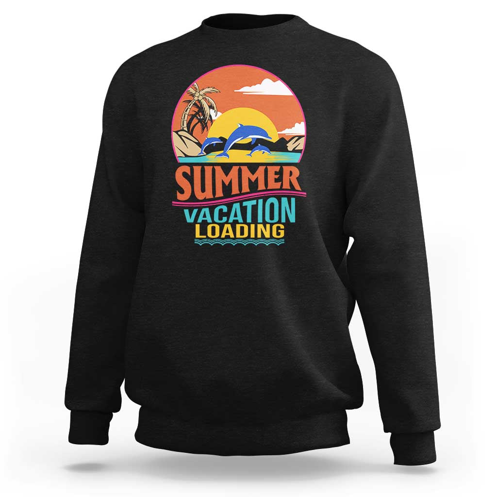 Summer Vacation Loading Retro Beach Sunset Sweatshirt - Wonder Print Shop