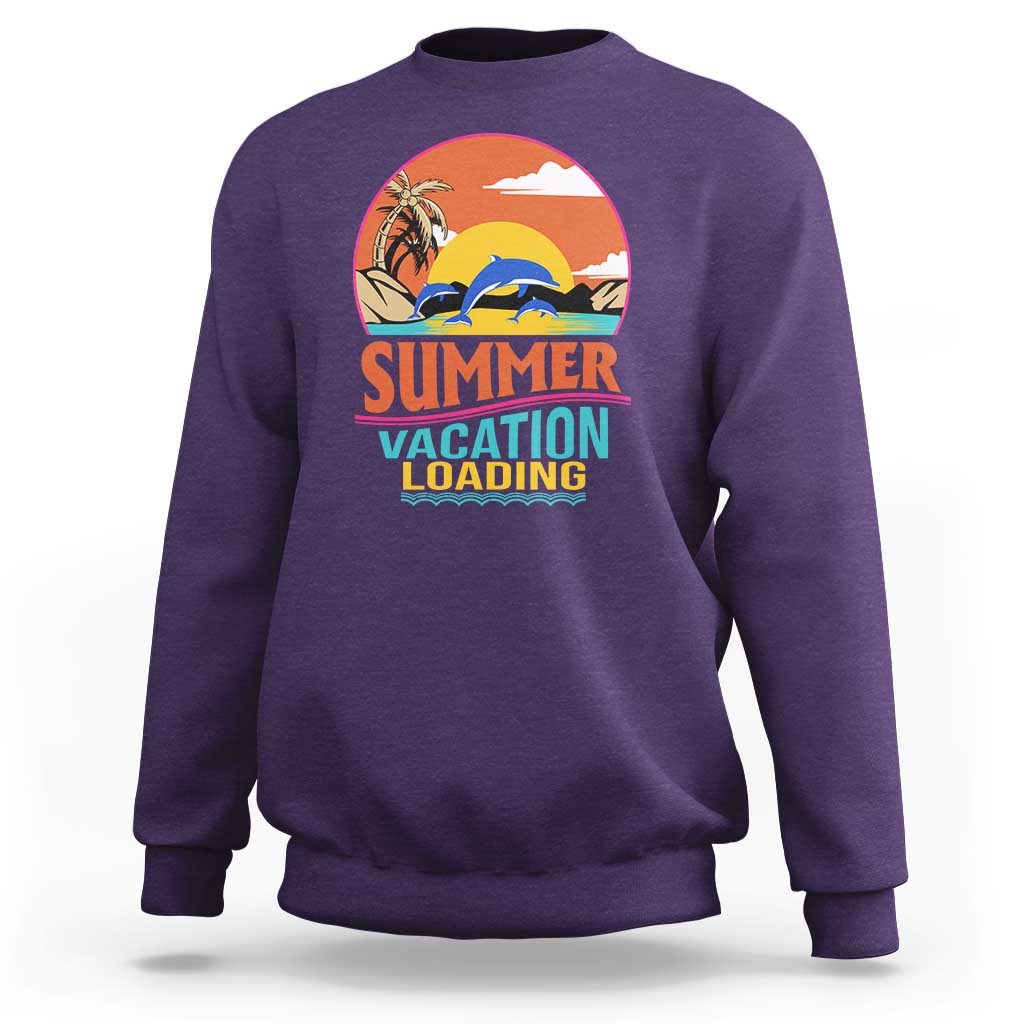 Summer Vacation Loading Retro Beach Sunset Sweatshirt - Wonder Print Shop