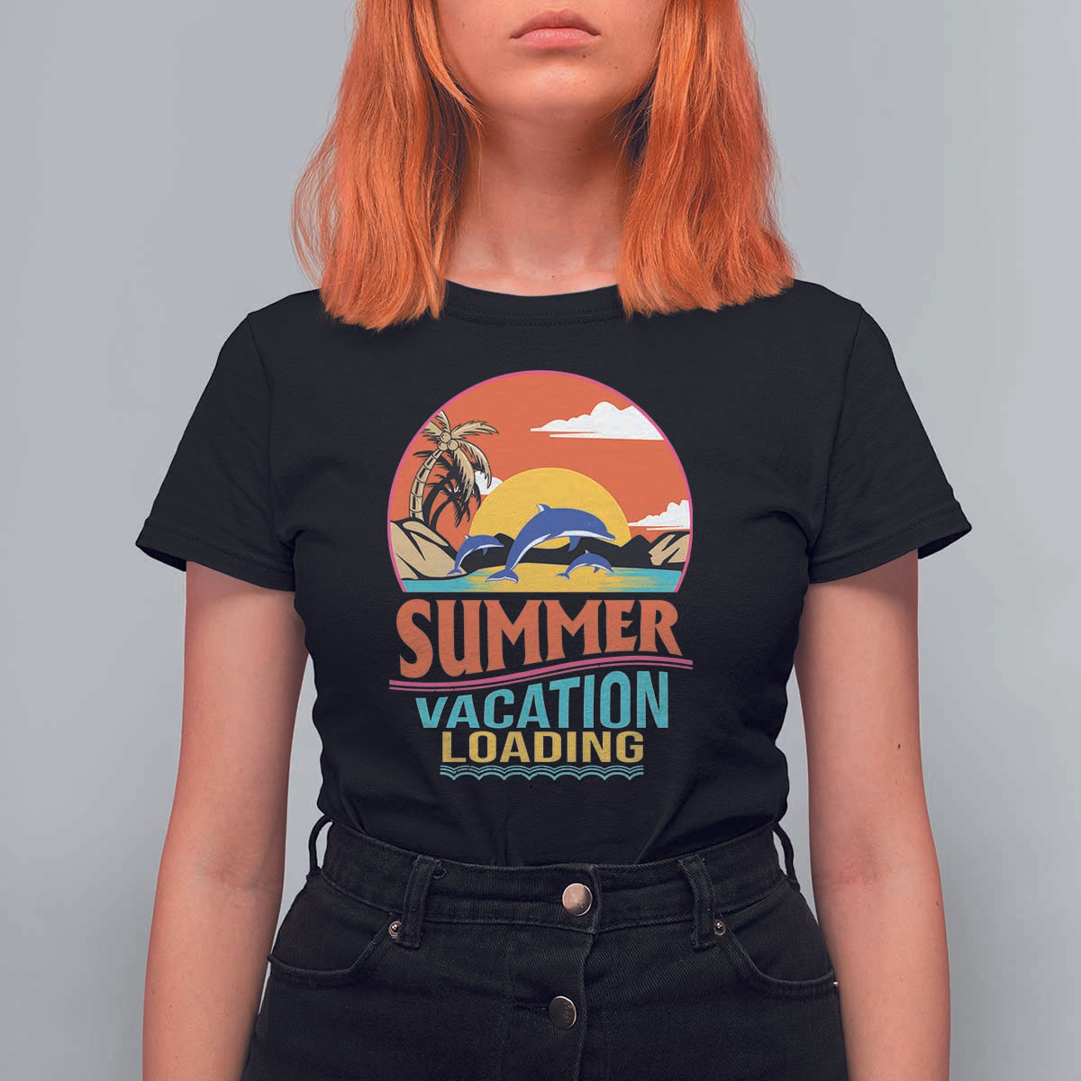 Summer Vacation Loading Retro Beach Sunset T Shirt For Women - Wonder Print Shop