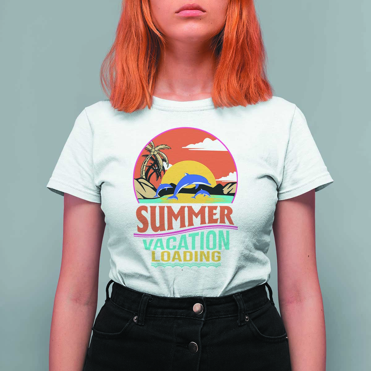 Summer Vacation Loading Retro Beach Sunset T Shirt For Women - Wonder Print Shop
