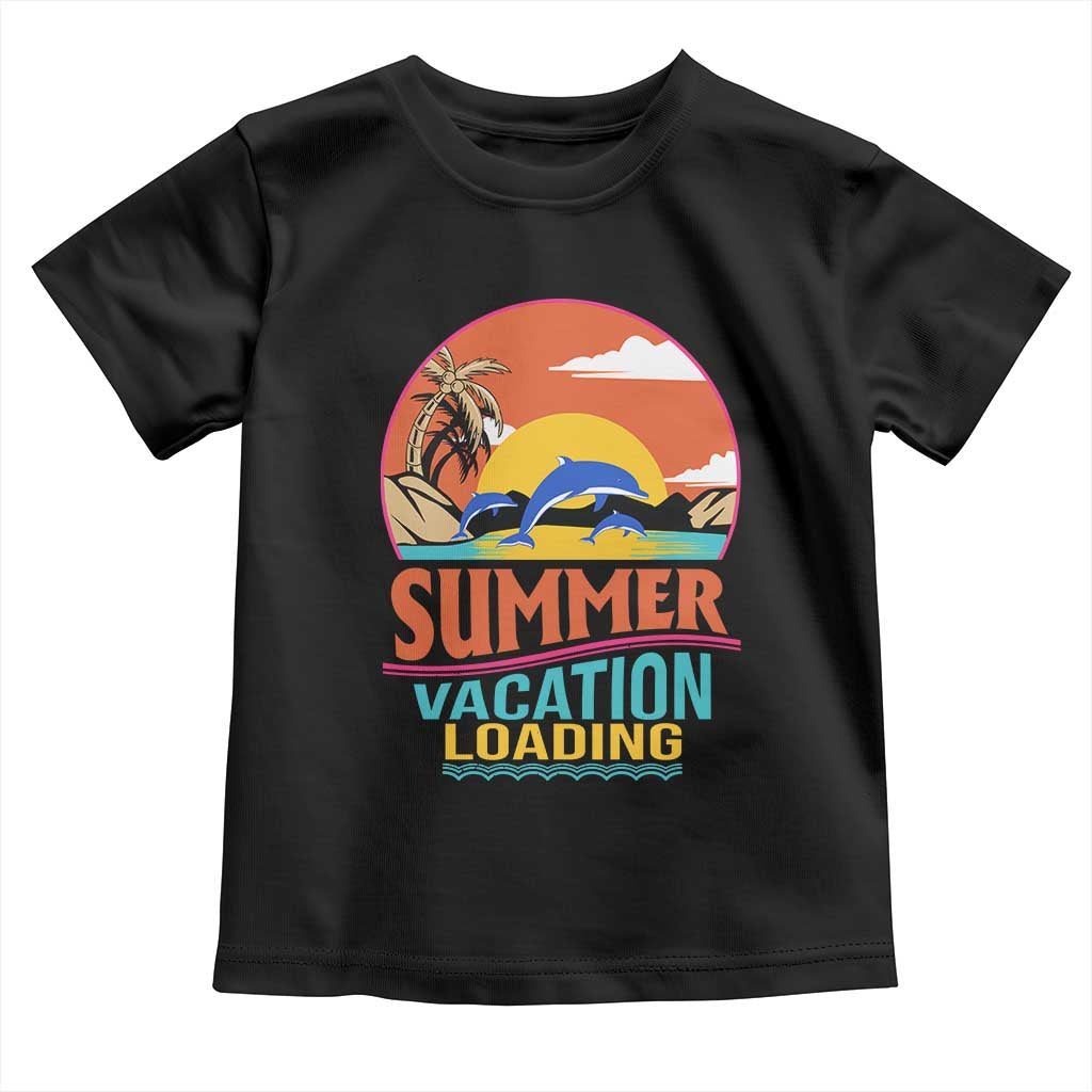 Summer Vacation Loading Retro Beach Sunset Toddler T Shirt
