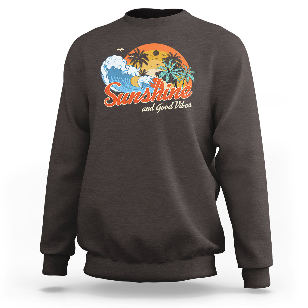 Beach Lover Sweatshirt Sunshine And Good Vibes Summer Vacation - Wonder Print Shop