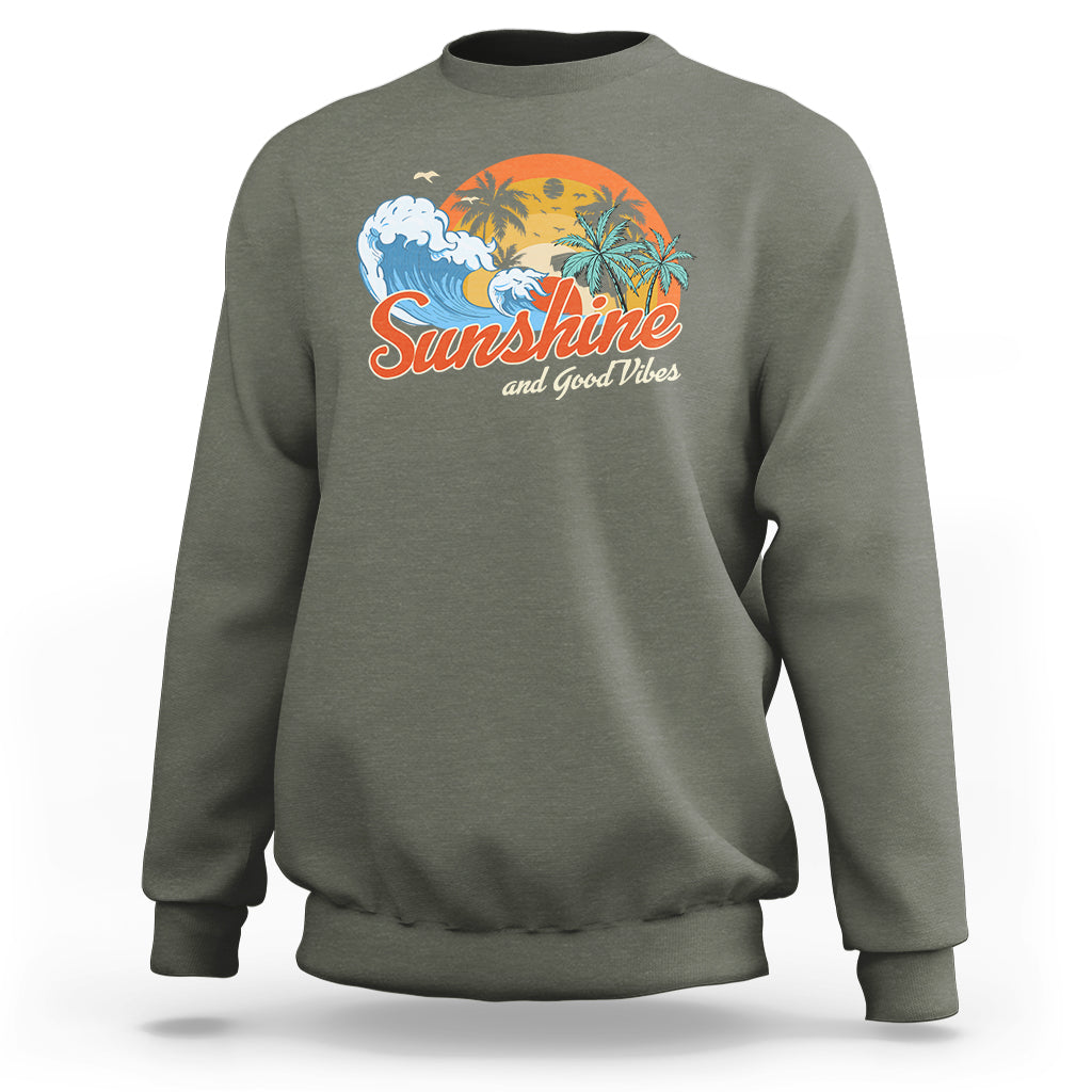 Beach Lover Sweatshirt Sunshine And Good Vibes Summer Vacation - Wonder Print Shop