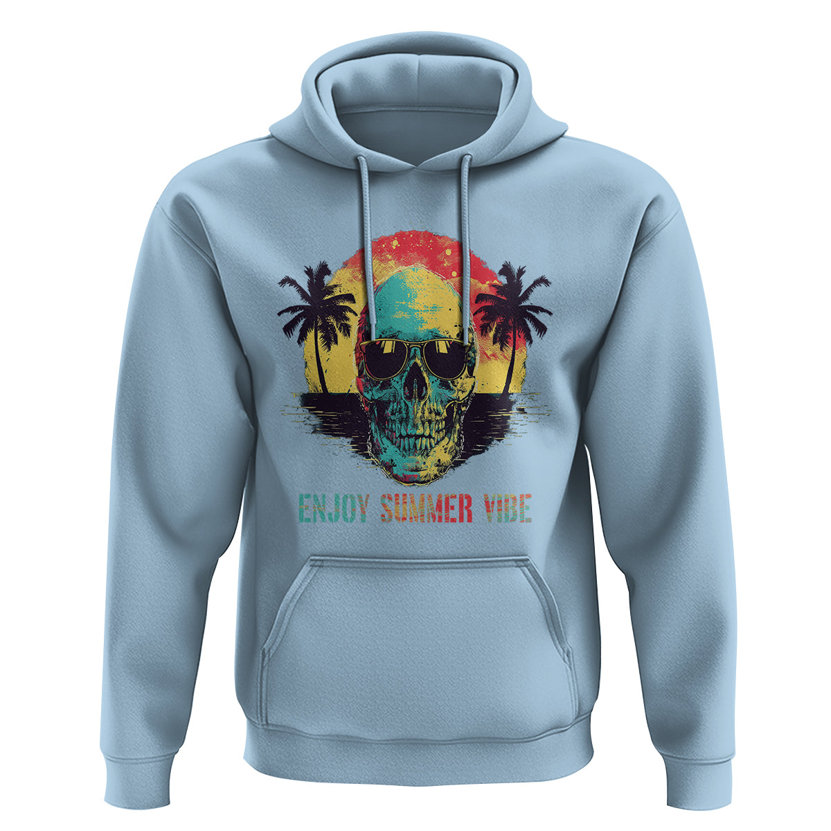 Enjoy Summer Vibe Cool Skull Aesthetic Beach Lover Hoodie - Wonder Print Shop