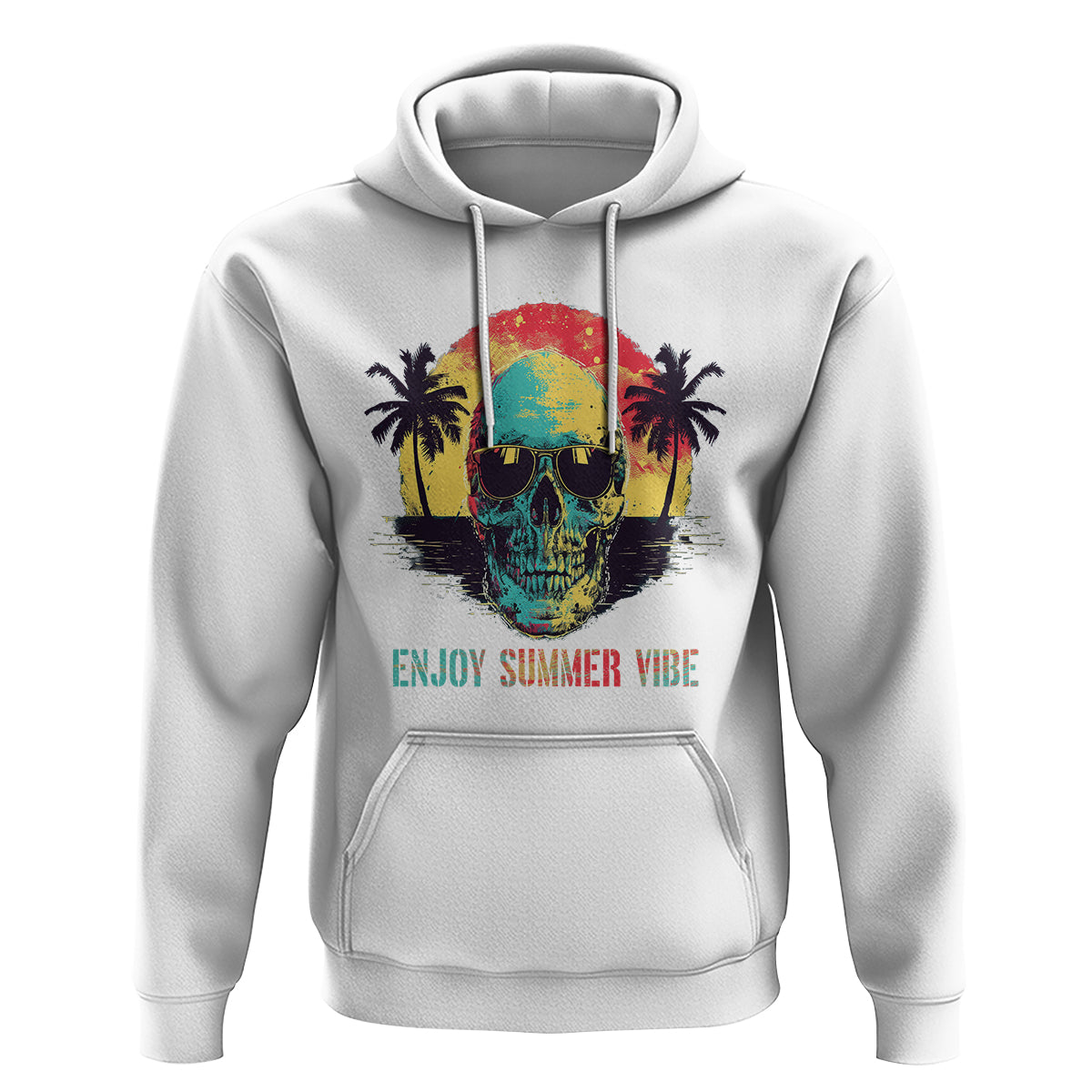 Enjoy Summer Vibe Cool Skull Aesthetic Beach Lover Hoodie - Wonder Print Shop