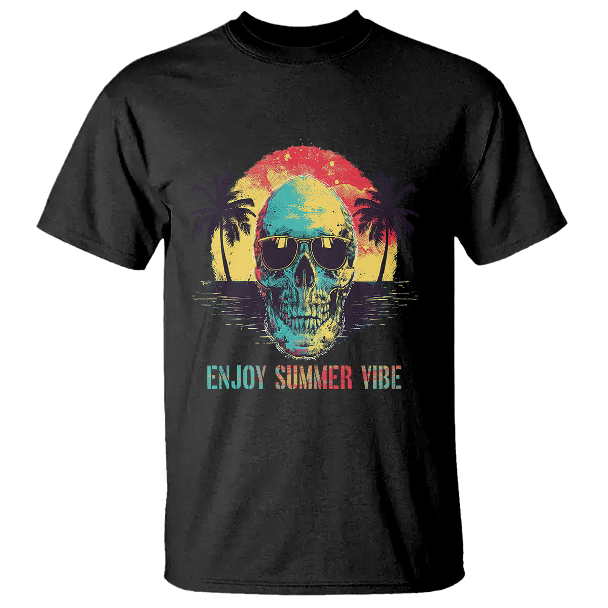 Enjoy Summer Vibe Cool Skull Aesthetic Beach Lover T Shirt - Wonder Print Shop