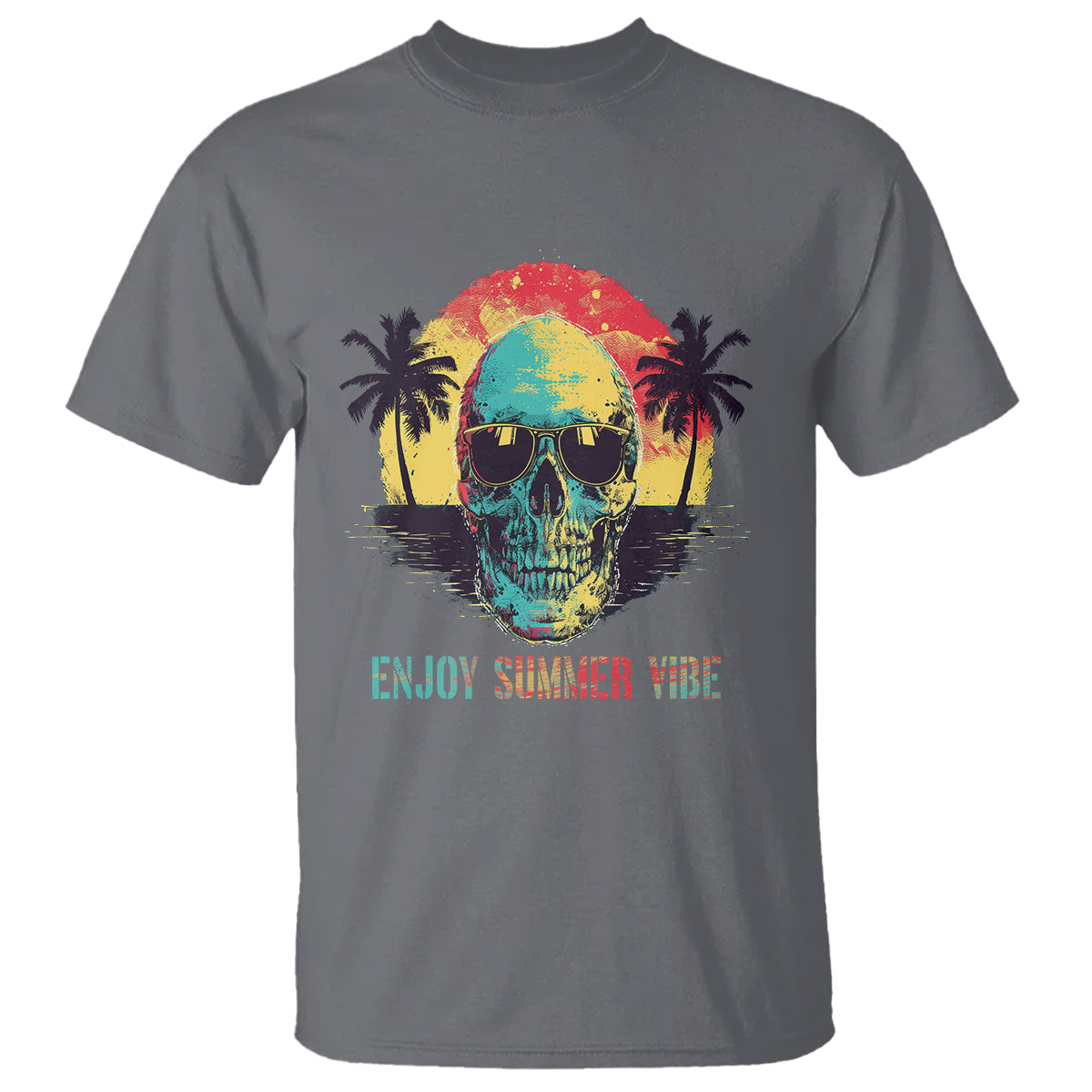 Enjoy Summer Vibe Cool Skull Aesthetic Beach Lover T Shirt - Wonder Print Shop