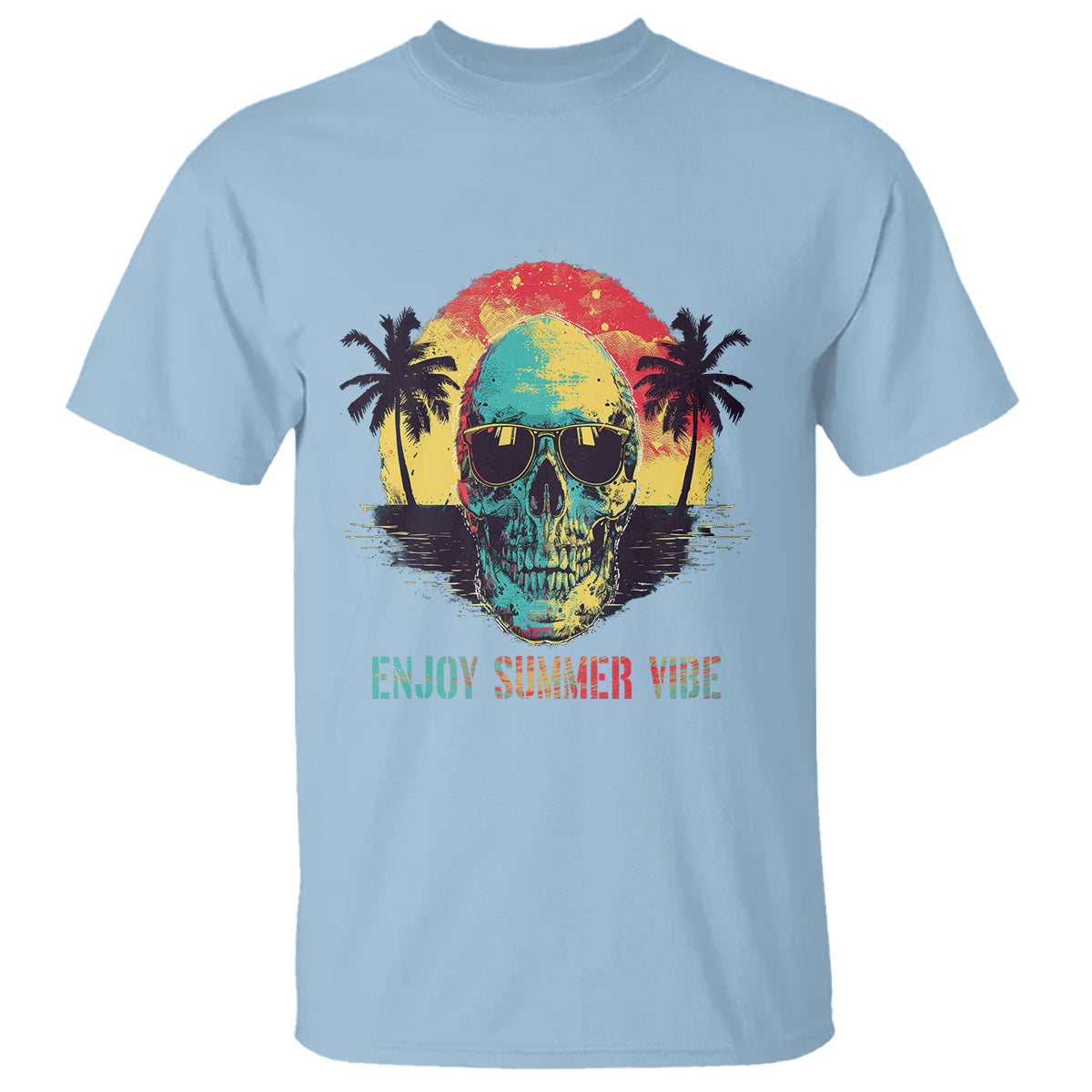 Enjoy Summer Vibe Cool Skull Aesthetic Beach Lover T Shirt - Wonder Print Shop