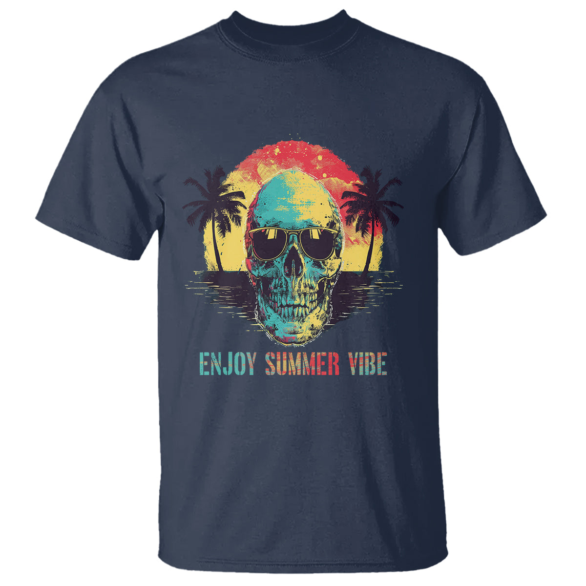 Enjoy Summer Vibe Cool Skull Aesthetic Beach Lover T Shirt - Wonder Print Shop