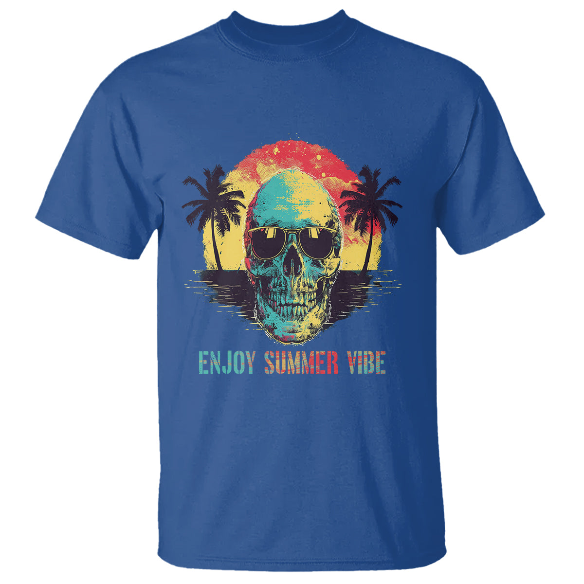 Enjoy Summer Vibe Cool Skull Aesthetic Beach Lover T Shirt - Wonder Print Shop