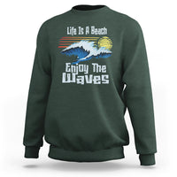 Beach Lover Sweatshirt Life's A Beach Enjoy The Waves Summer Vacation - Wonder Print Shop
