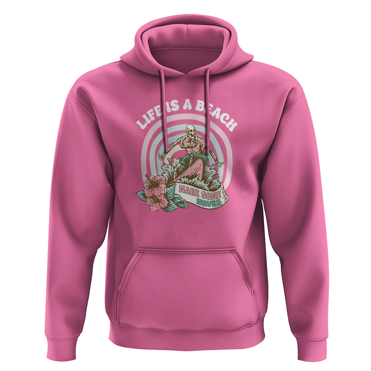 Beach Lover Hoodie Life's A Beach Make Some Waves Summer Vacation - Wonder Print Shop