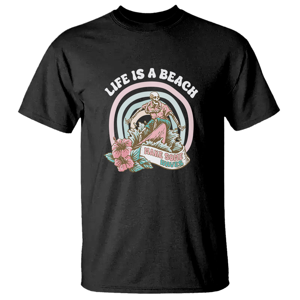 Beach Lover T Shirt Life's A Beach Make Some Waves Summer Vacation - Wonder Print Shop