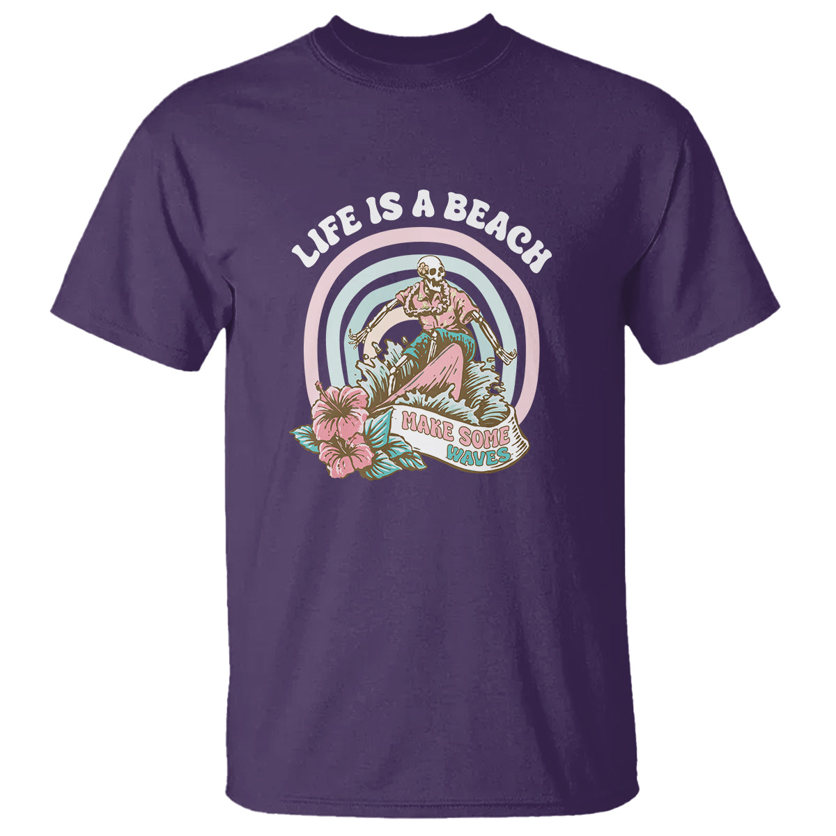 Beach Lover T Shirt Life's A Beach Make Some Waves Summer Vacation - Wonder Print Shop