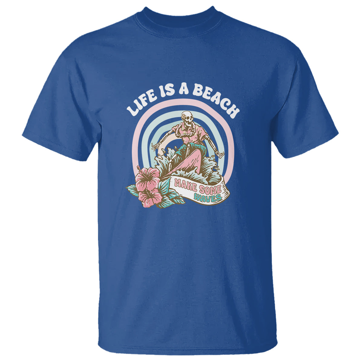 Beach Lover T Shirt Life's A Beach Make Some Waves Summer Vacation - Wonder Print Shop