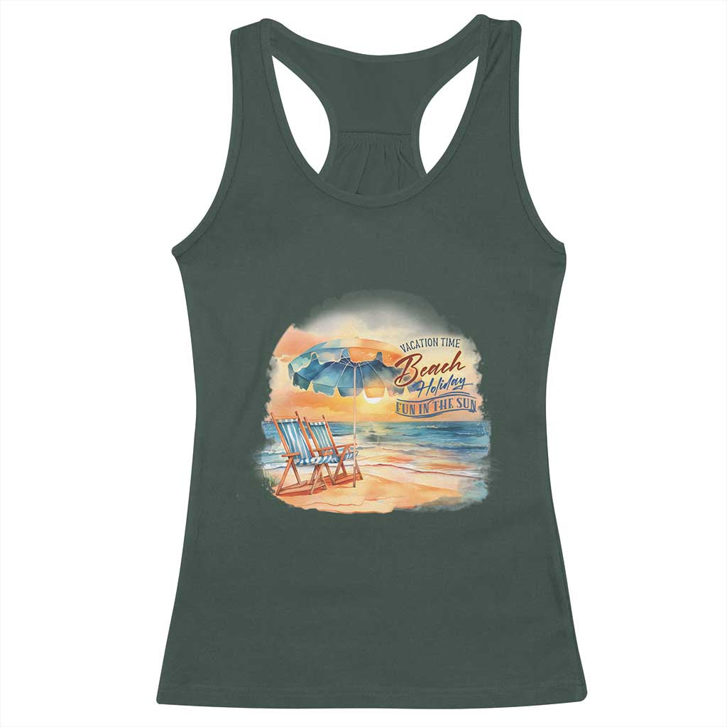 Vacation Time Beach Holliday Fun In The Sun Racerback Tank Top