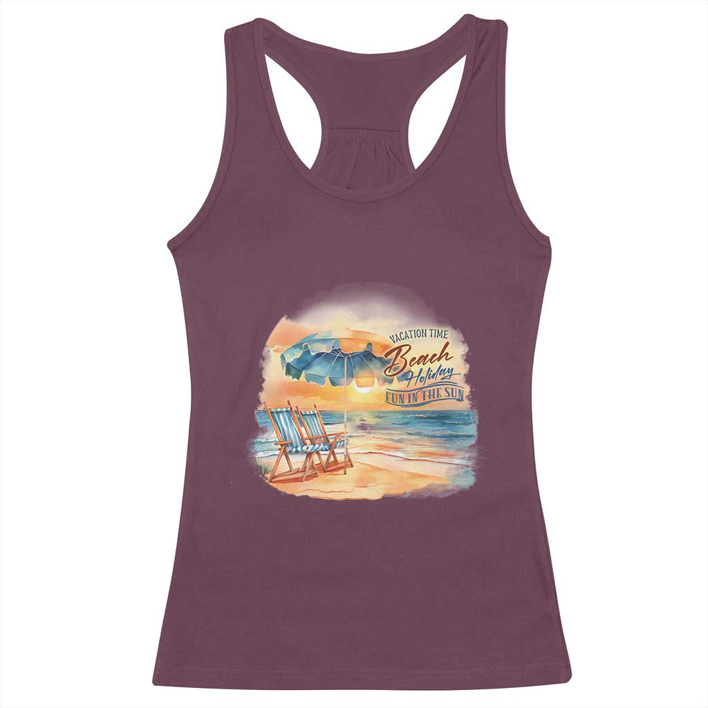 Vacation Time Beach Holliday Fun In The Sun Racerback Tank Top