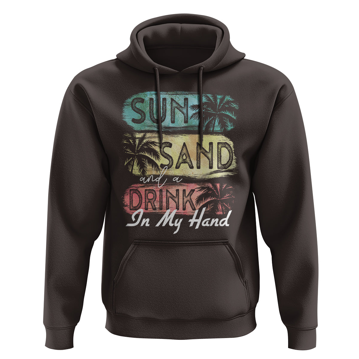 Beach Lover Hoodie Sun Sand and A Drink In My Hand Summer Vacation - Wonder Print Shop