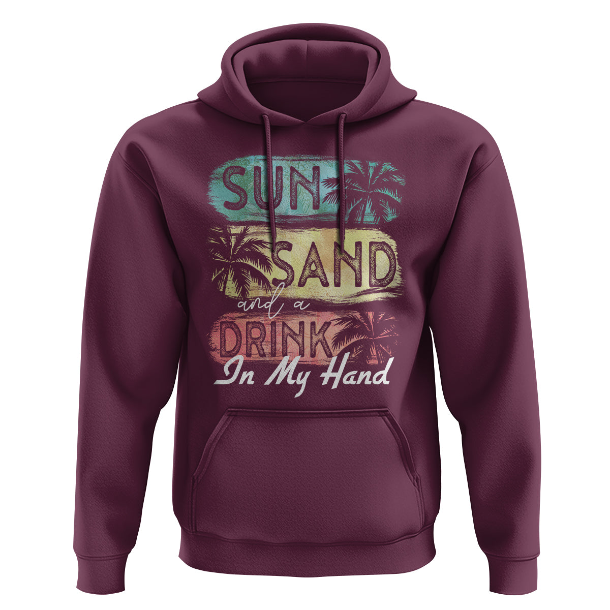 Beach Lover Hoodie Sun Sand and A Drink In My Hand Summer Vacation - Wonder Print Shop