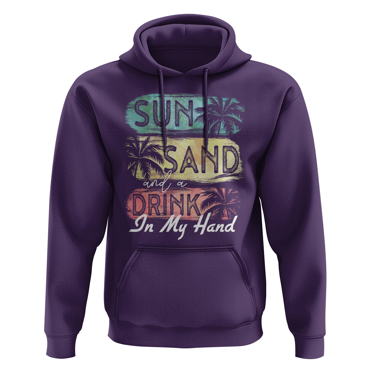 Beach Lover Hoodie Sun Sand and A Drink In My Hand Summer Vacation - Wonder Print Shop