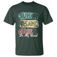 Beach Lover T Shirt Sun Sand and A Drink In My Hand Summer Vacation - Wonder Print Shop