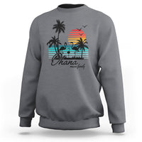 Hawaiian Sweatshirt Ohana Means Family Flamingo Sunset Beach Hawaii Summer Vacation - Wonder Print Shop