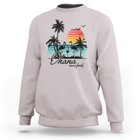 Hawaiian Sweatshirt Ohana Means Family Flamingo Sunset Beach Hawaii Summer Vacation - Wonder Print Shop