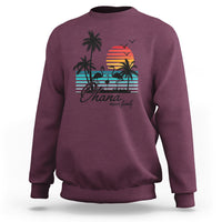 Hawaiian Sweatshirt Ohana Means Family Flamingo Sunset Beach Hawaii Summer Vacation - Wonder Print Shop