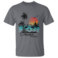 Hawaiian T Shirt Ohana Means Family Flamingo Sunset Beach Hawaii Summer Vacation - Wonder Print Shop