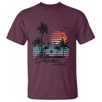 Hawaiian T Shirt Ohana Means Family Flamingo Sunset Beach Hawaii Summer Vacation - Wonder Print Shop