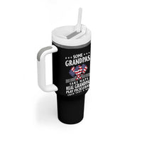 Funny Some Grandpas Take Naps Real Grandpas Play Pickleball Tumbler With Handle