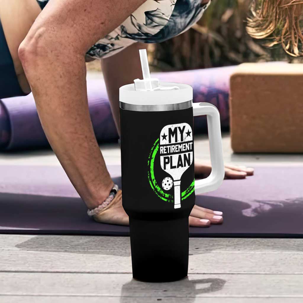 Funny Retirement Plan Retired Pickleball Player Tumbler With Handle