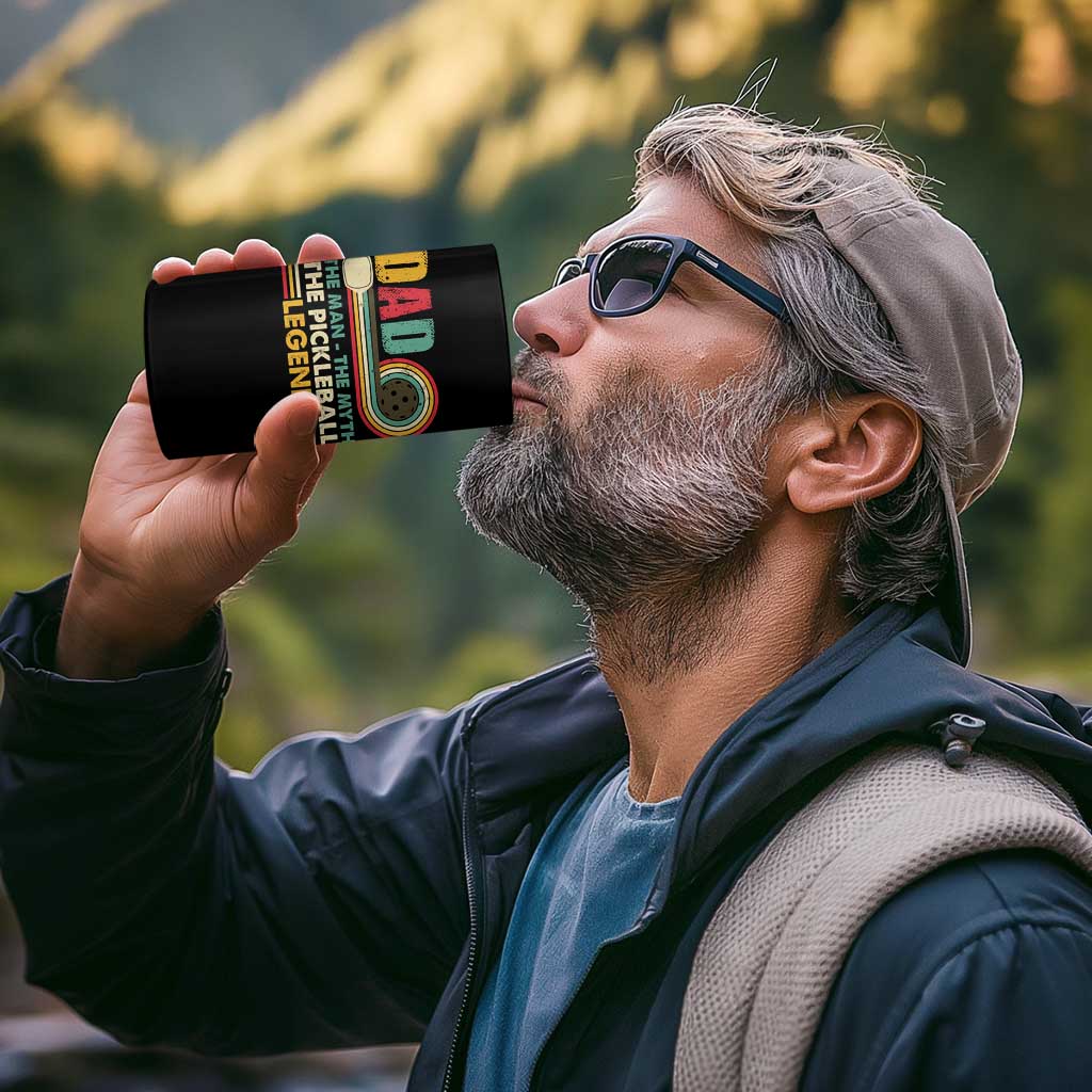 Pickleball Dad 4 in 1 Can Cooler Tumbler The Man The Myth The Legend Retro