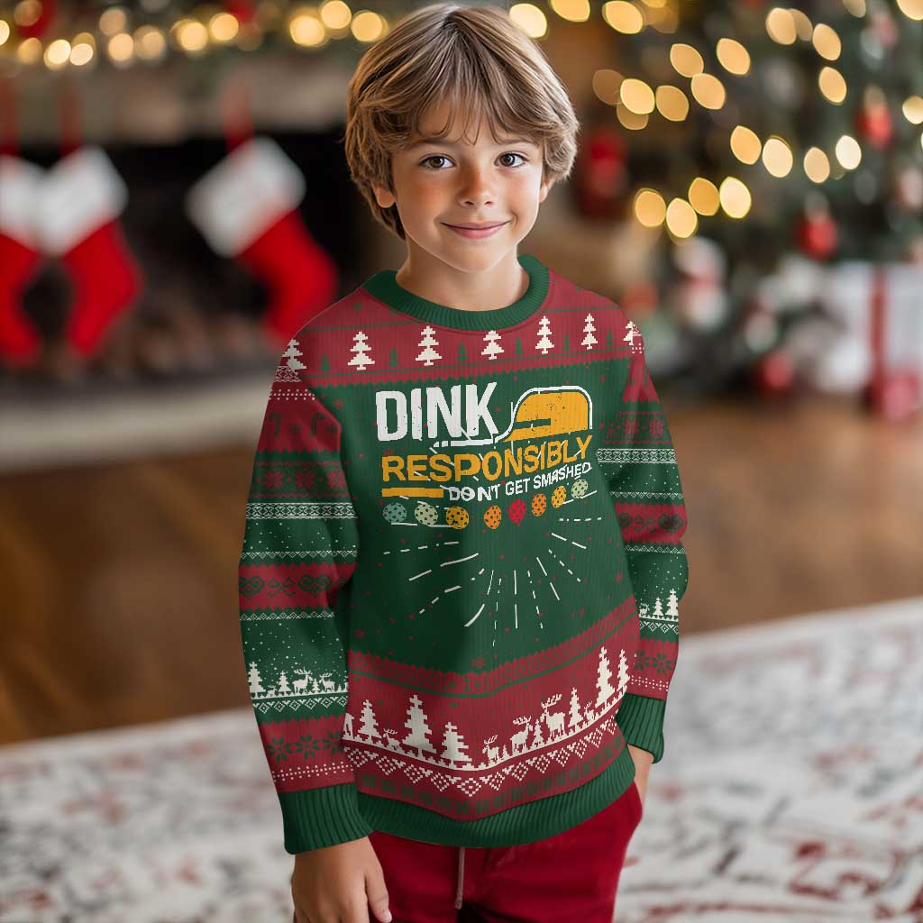 Funny Pickleball Ugly Christmas Sweater Dink Responsibly Don't Get Smashed - Wonder Print Shop