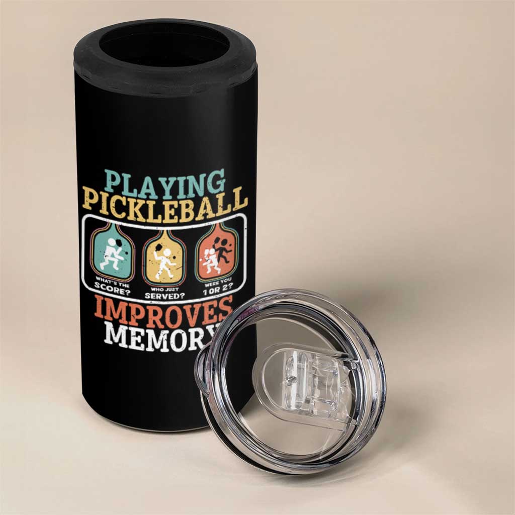 Funny Playing Pickleball Improves Memory Retro 4 in 1 Can Cooler Tumbler