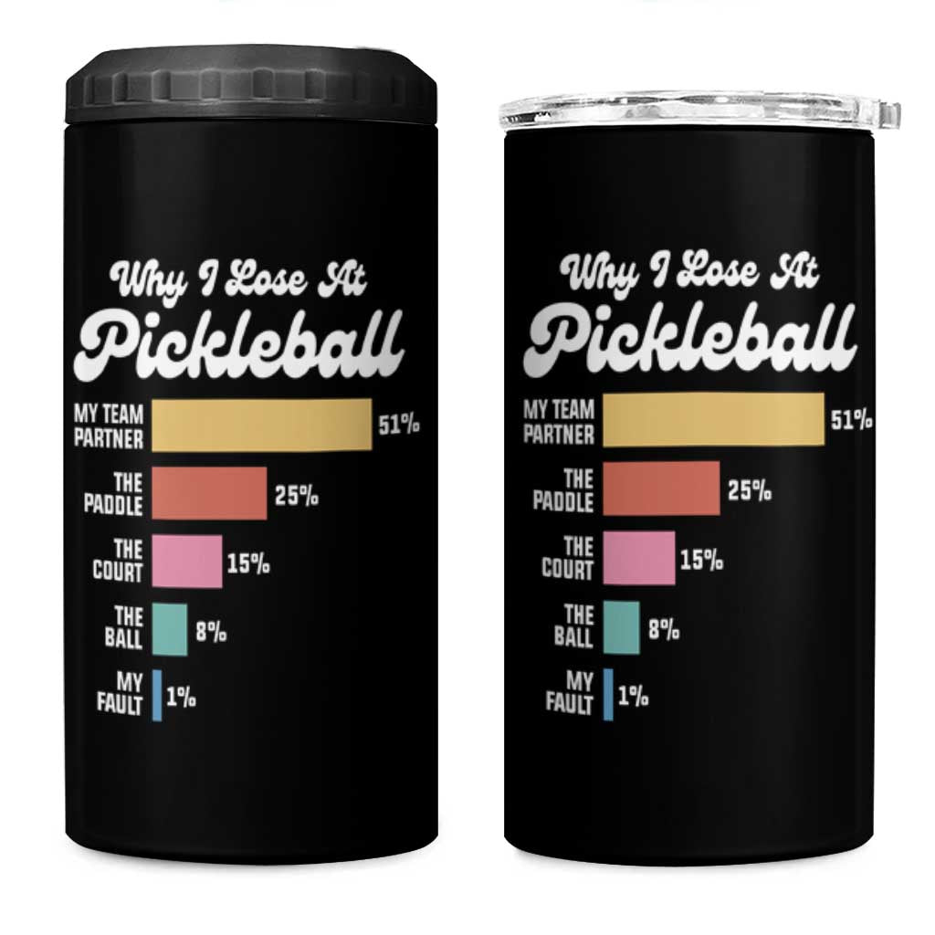 Funny Why I Lose At Pickleball 4 in 1 Can Cooler Tumbler