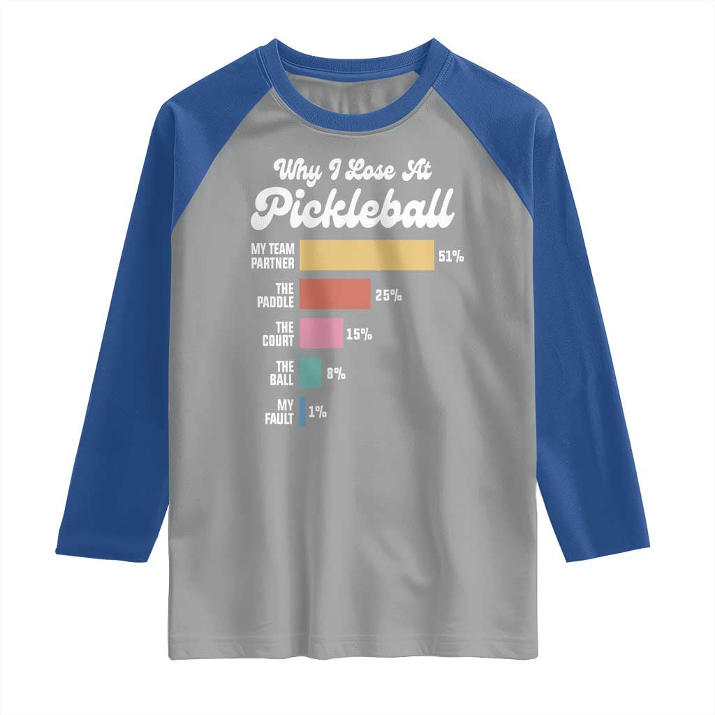 Funny Why I Lose At Pickleball Raglan Shirt