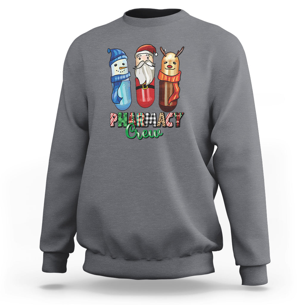 Christmas Sweatshirt Snowman Reindeer Santa Pharmacy Crew - Wonder Print Shop