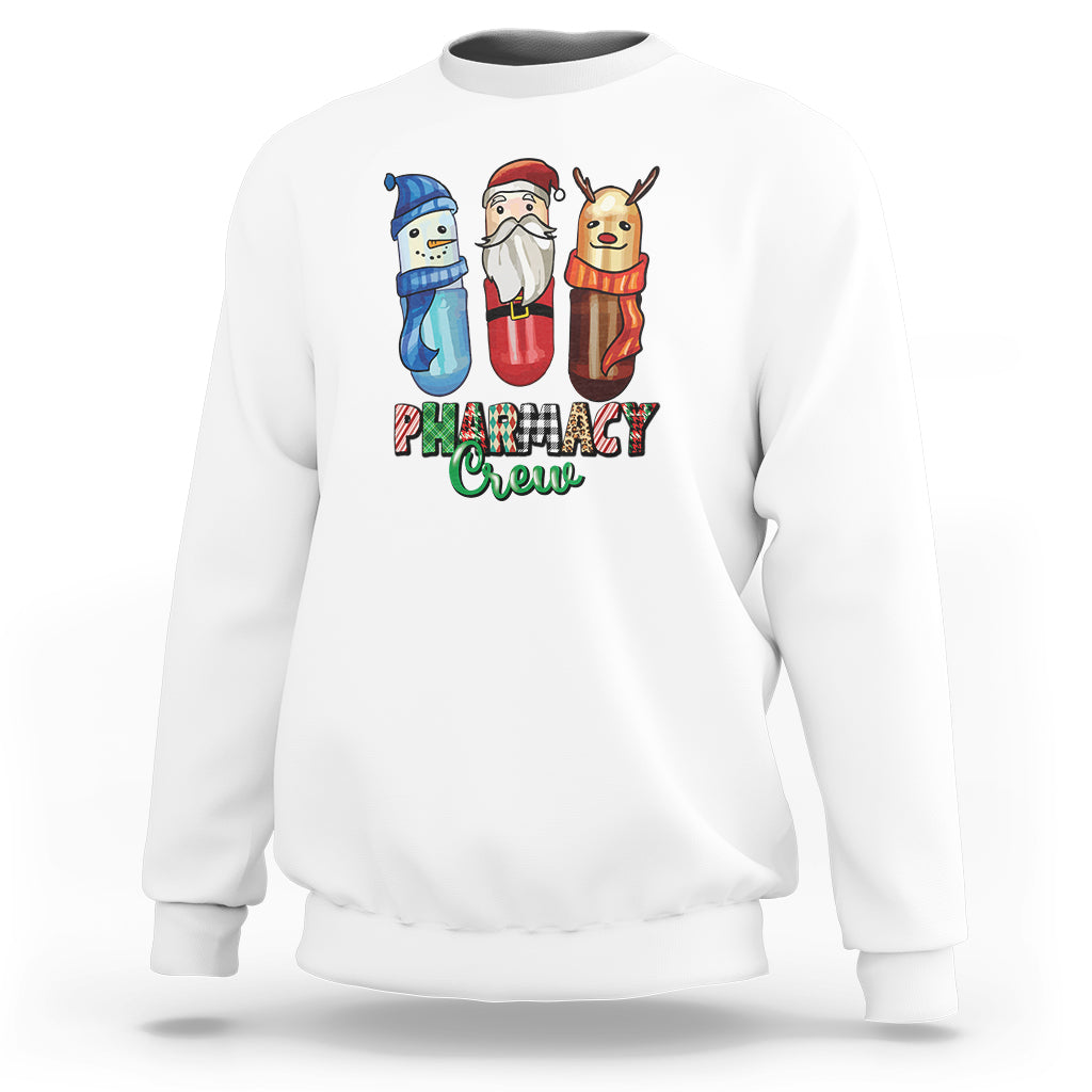 Christmas Sweatshirt Snowman Reindeer Santa Pharmacy Crew - Wonder Print Shop
