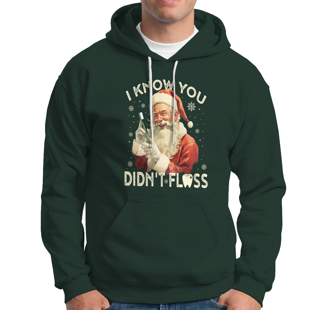Christmas Hoodie Dentist Santa I Know You Didn't Floss Dental - Wonder Print Shop