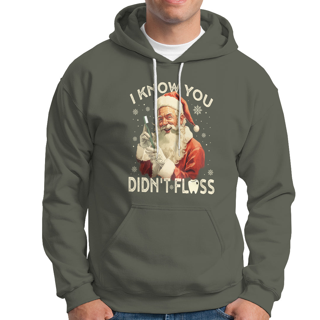 Christmas Hoodie Dentist Santa I Know You Didn't Floss Dental - Wonder Print Shop