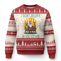 Funny Xmas Ugly Christmas Sweater I Don't Believe In You Either Santa Reindeer Alien - Wonder Print Shop
