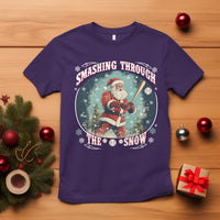 Christmas Sport T Shirt Baseball Player Santa Smashing Through The Snow - Wonder Print Shop