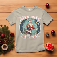Christmas Sport T Shirt Baseball Player Santa Smashing Through The Snow - Wonder Print Shop
