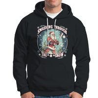 Christmas Sport Hoodie Baseball Player Santa Smashing Through The Snow - Wonder Print Shop
