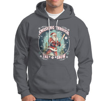 Christmas Sport Hoodie Baseball Player Santa Smashing Through The Snow - Wonder Print Shop