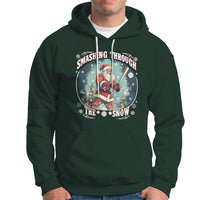 Christmas Sport Hoodie Baseball Player Santa Smashing Through The Snow - Wonder Print Shop
