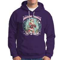 Christmas Sport Hoodie Baseball Player Santa Smashing Through The Snow - Wonder Print Shop