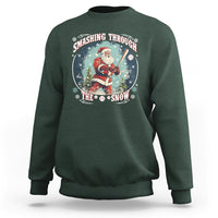 Christmas Sport Sweatshirt Baseball Player Santa Smashing Through The Snow - Wonder Print Shop