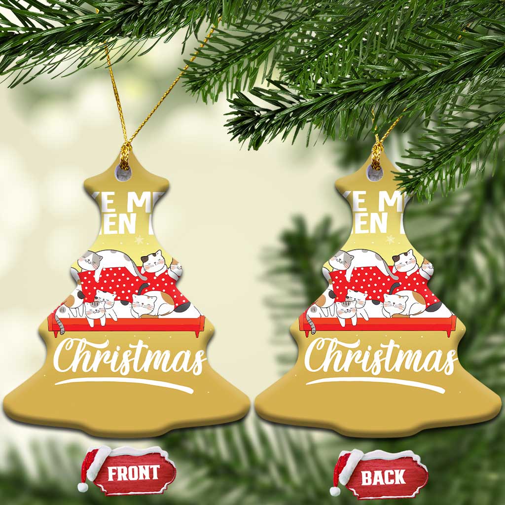 Cute Cat Wake Me Up When It's Christmas Chillin' Christmas Ornament - Wonder Print Shop